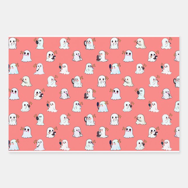 Spooky MUA Geister bilden Niedliche Geschenkwrake Geschenkpapier Set (Vorderseite)