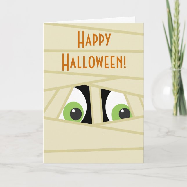 Spooky Mummy Head Halloween Grußkarte Karte (Vorderseite)