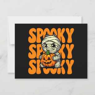 Spooky Mummy Hugging Pumpkin Halloween Postkarte