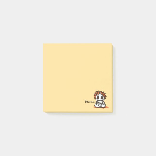 Spooky Mummy Yellow Post-it Klebezettel (Vorderseite)