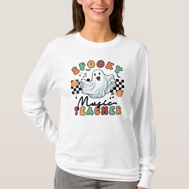 Spooky Music Teacher Halloween Retro T - Shirt (Vorderseite)