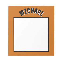 Spooky Name Notepad (dunkelorange und schwarz) Notizblock