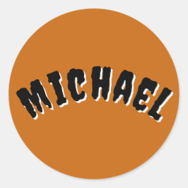 Spooky Name Round Stickers (dunkelorange und schwa