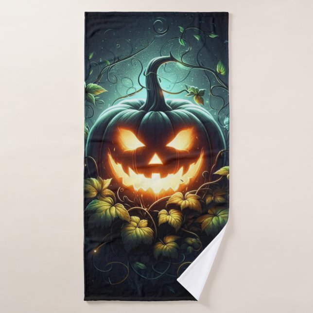 Spooky Natur glühend Halloween Kürbis Badehandtuch (Badehandtuch)