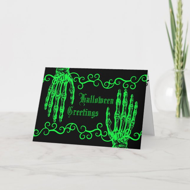 Spooky neongrüne Halloween-Zombie-Hände Karte (Vorderseite)