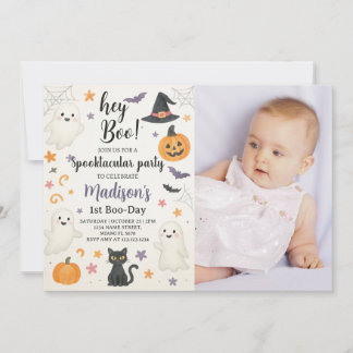 Spooky Niedlich 1. Geburtstag Einladung | Hey Boo