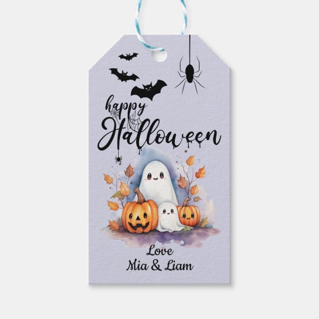 Spooky Niedlich anpassbare Halloween-Geschenkmarke Geschenkanhänger (Vorderseite)