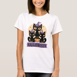 Spooky Niedlich Black Cat Halloween Autumn Pumpkin T-Shirt
