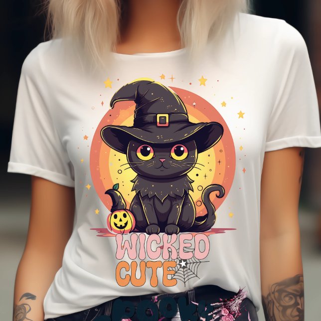 Spooky Niedlich Black Cat Halloween Autumn Pumpkin T-Shirt (Von Creator hochgeladen)