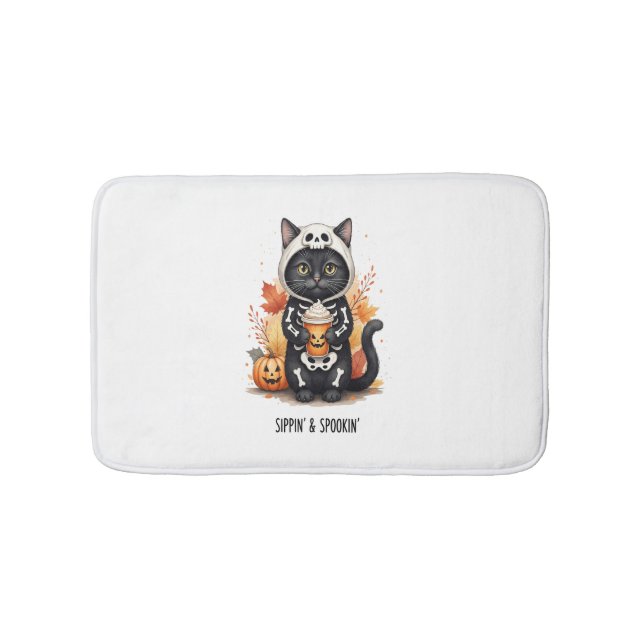 Spooky Niedlich Cat Halloween Badematte (Vorderseite)