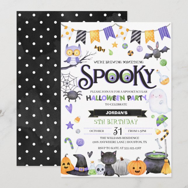 Spooky Niedlich Ghost Halloween-Party Einladung (Vorne/Hinten)
