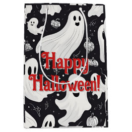 Spooky Niedlich Ghost Halloween Schwarz-weiß Mittlere Geschenktüte