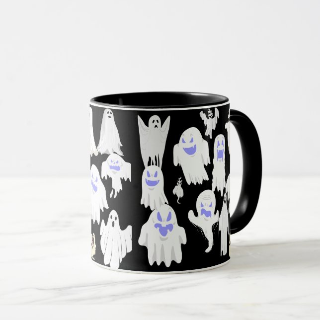 Spooky Niedlich Ghost Illustration Muster - Hallow Tasse (VorderseiteRechts)