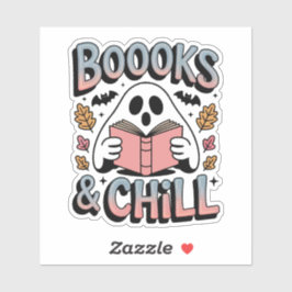Spooky Niedlich Ghost Reading Book Aufkleber