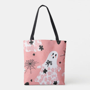 Spooky Niedlich Ghost Tote Bag - Blütenpastel Pink Tasche