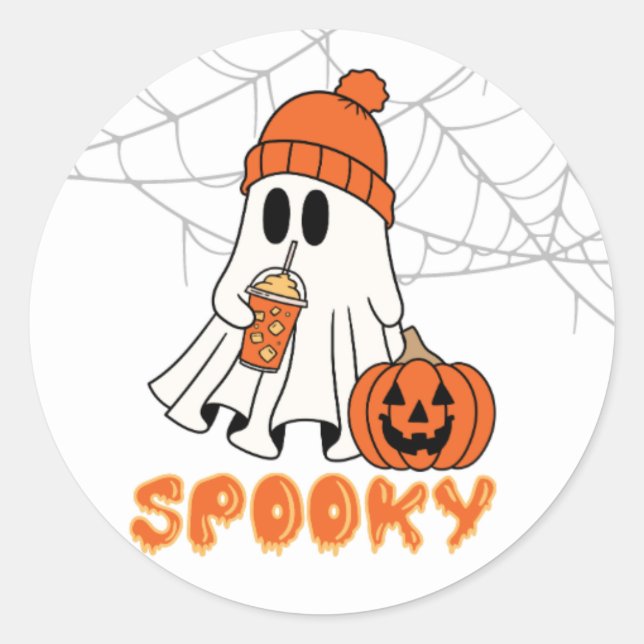 Spooky niedlich Ghost Vinyl Aufkleber (Vorderseite)