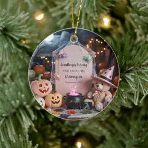 Spooky Niedlich Girl Halloween Pregnancy Ankündigu Keramik Ornament