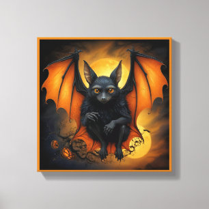 Spooky niedlich Halloween-Fledermaus in Disguy Leinwanddruck