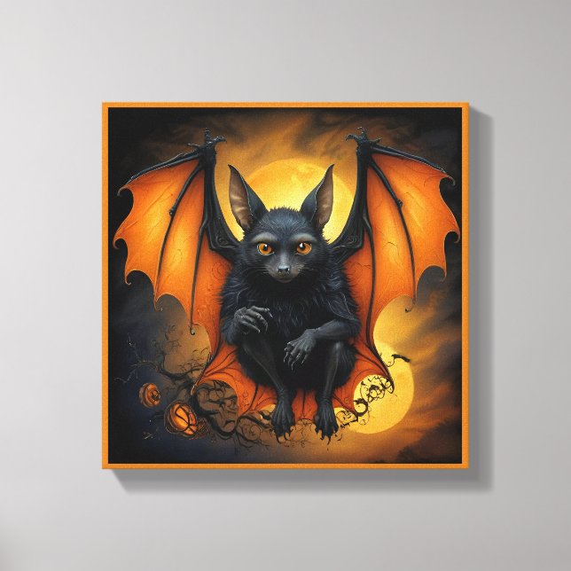 Spooky niedlich Halloween-Fledermaus in Disguy Leinwanddruck (Vorderseite)