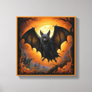 Spooky niedlich Halloween-Fledermaus in Disguy Leinwanddruck