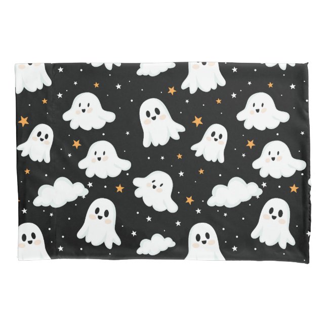 Spooky Niedlich Halloween Ghost Cloudy Star Sky Kissenbezug (Vorderseite)