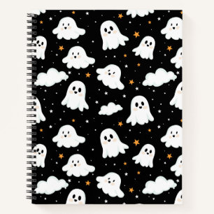 Spooky Niedlich Halloween Ghost Cloudy Star Sky Notizbuch