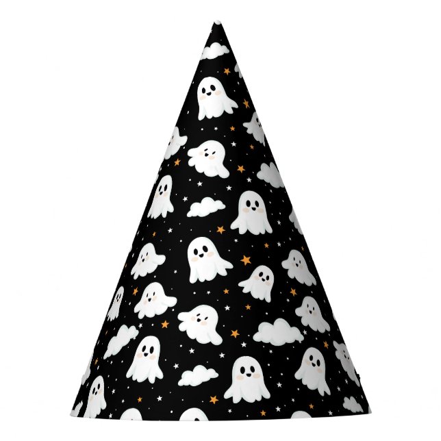 Spooky Niedlich Halloween Ghost Cloudy Star Sky Partyhütchen (Vorderseite)
