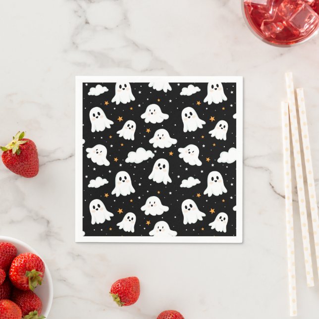Spooky Niedlich Halloween Ghost Cloudy Star Sky Serviette (Beispiel)