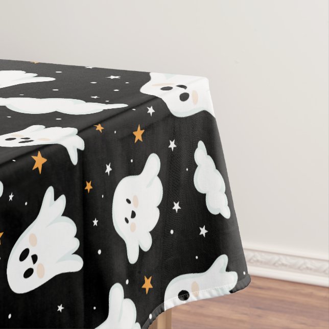 Spooky Niedlich Halloween Ghost Cloudy Star Sky Tischdecke (Beispiel)