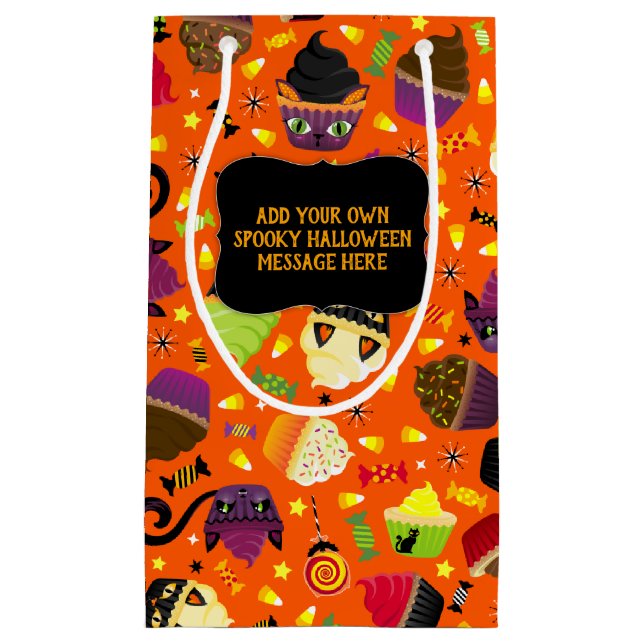 Spooky Niedlich Halloween Kitty Cat Cupcakes Kleine Geschenktüte (Vorderseite)