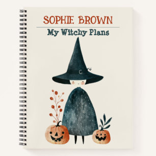 Spooky Niedlich Hexe & Pumpkins WasserfarbenkHallo Notizbuch
