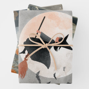 Spooky Niedlich Hexen WasserfarbenHalloween Geschenkpapier Set