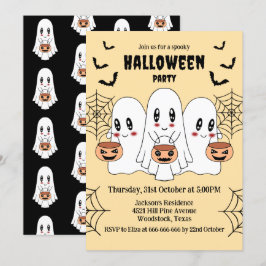 Spooky Niedlich Kawaii Cartoon Ghost Halloween-Par Einladung