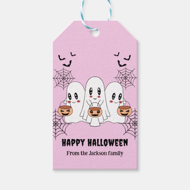 Spooky Niedlich Kawaii Cartoon Ghost Halloween-Par Geschenkanhänger (Vorderseite)