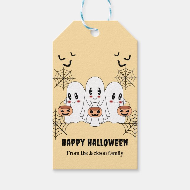 Spooky Niedlich Kawaii Cartoon Ghost Halloween-Par Geschenkanhänger (Vorderseite)