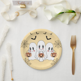 Spooky Niedlich Kawaii Cartoon Ghost Halloween-Par Pappteller