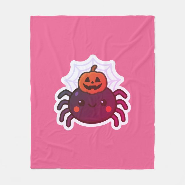 Spooky Niedlich Kawaii Halloween Spider Fleecedecke (Vorderseite)