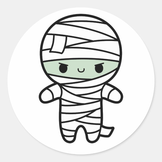 Spooky Niedlich Kawaii Zombie Mummy Halloween Runder Aufkleber (Vorderseite)