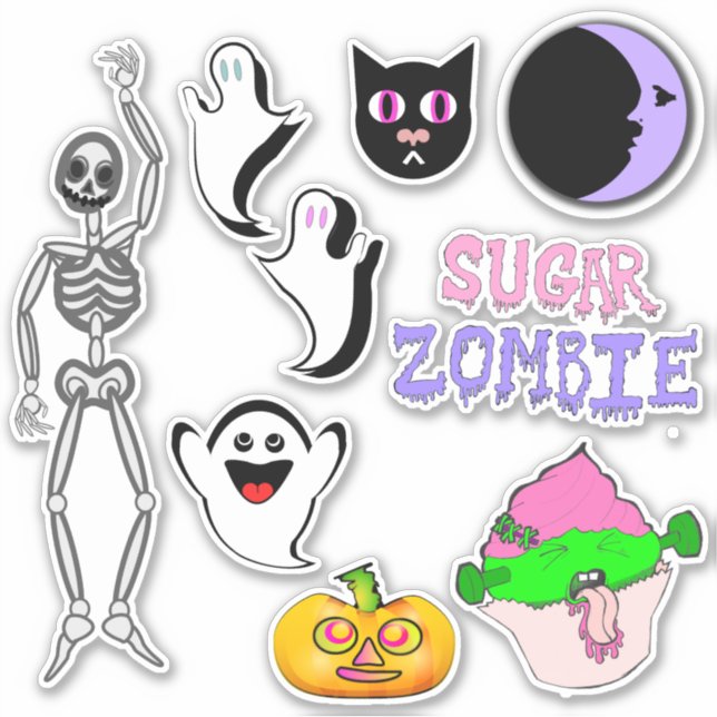 Spooky Niedlich Stickers Set Aufkleber (Vorderseite)