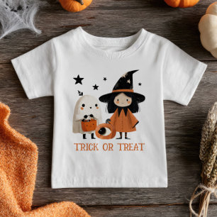 Spooky Niedlich Witch & Ghost Trick oder Treat Hal Baby T-shirt