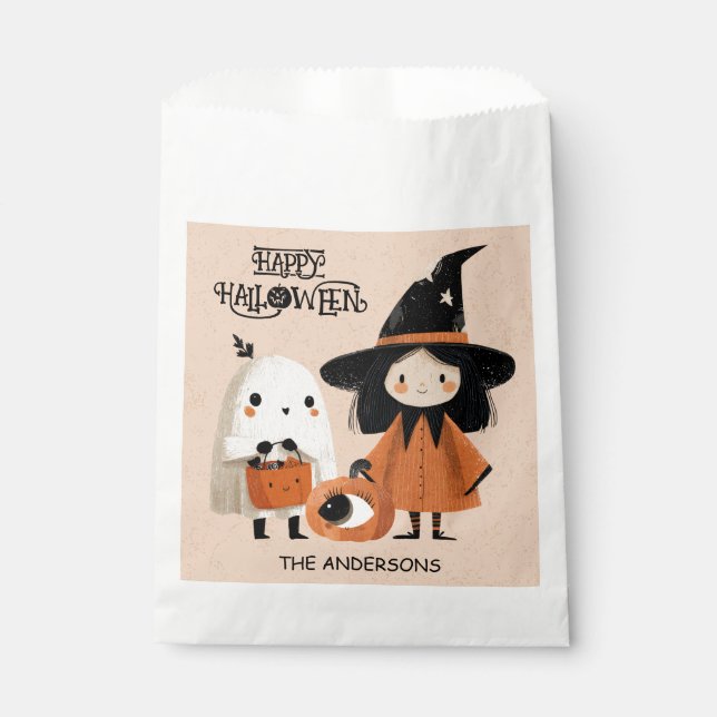 Spooky Niedlich Witch & Ghost WasserfarbenHallowee Geschenktütchen (Vorderseite)