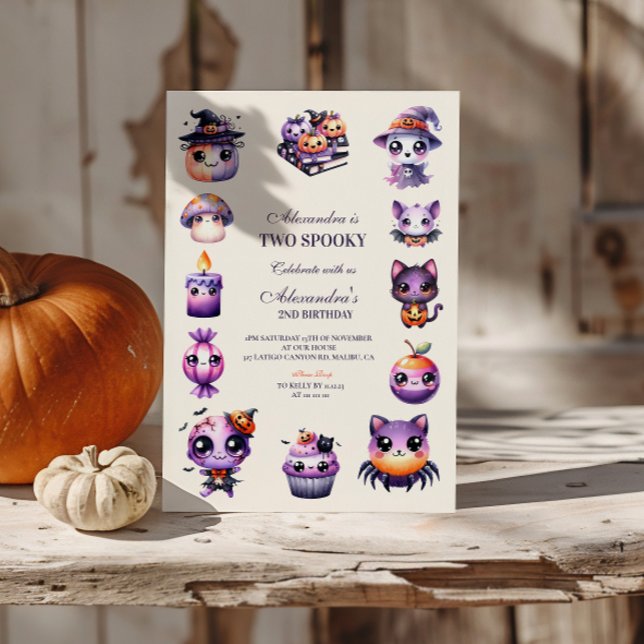 Spooky Niedliche 2. Geburtstag Halloween Pastel Ka Einladung (Von Creator hochgeladen)