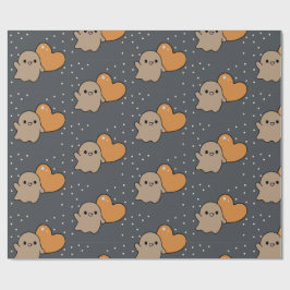 Spooky Niedliche Grid Ghost Herzmuster Geschenkpapier