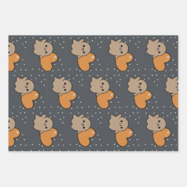 Spooky Niedliche Grid Ghost Herzmuster Geschenkpapier Set