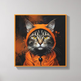 Spooky niedliche Halloween-Katze in Verkleidung Leinwanddruck
