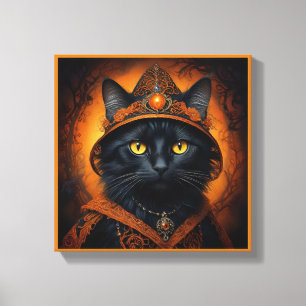 Spooky niedliche Halloween-Katze in Verkleidung Leinwanddruck