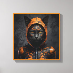 Spooky niedliche Halloween-Katze in Verkleidung Leinwanddruck