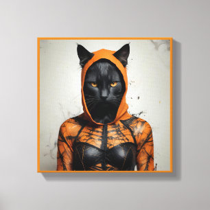 Spooky niedliche Halloween-Katze in Verkleidung Leinwanddruck