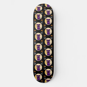 Spooky Niedlicher Lila Cartoon Cat Skateboard