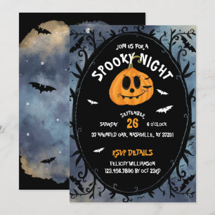 Spooky Night Beängstigend Halloween Pumpkin Carvin Einladung